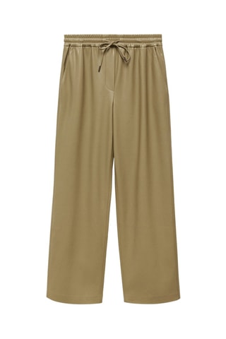 Pantalon taille élastique similicuir Vert
