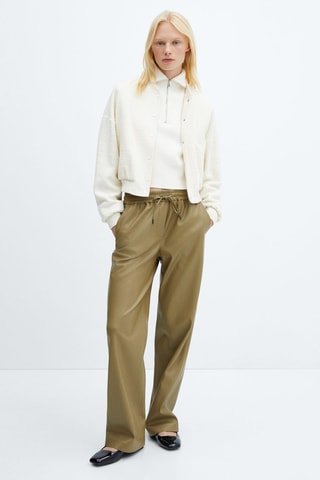 Pantalon taille élastique similicuir Vert