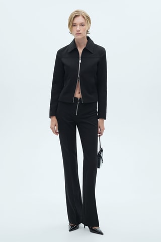 Pantalon flare fermeture Éclair - Noir