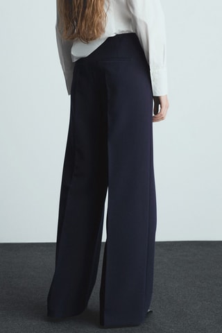 Pantalon pinces wideleg - Bleu marine