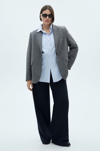 Pantalon pinces wideleg - Bleu marine