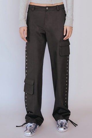 Pantalon parachute clouté - Gris