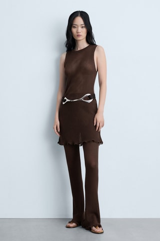 Pantalon maille flare - Marron