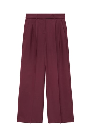 Pantalon laine pinces wideleg - Bordeaux
