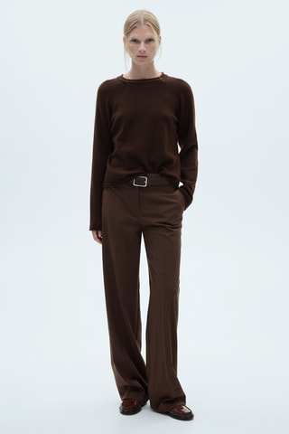 Pantalon droit à carreaux - Beige