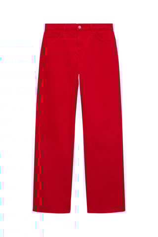 Jean droit taille haute - Rouge