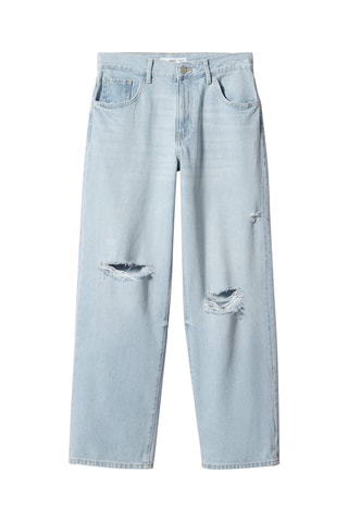 Jean wideleg déchirures décoratives Bleu clair