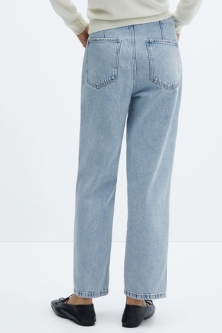 Jean droit crop boutons Bleu clair