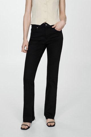 Jean droit taille normale ouvertures - Denim Noir