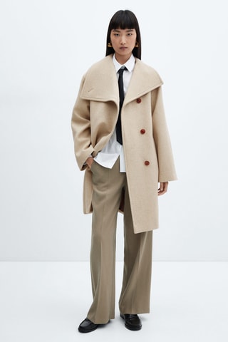 Manteau midi à maxi-revers - Gris clair