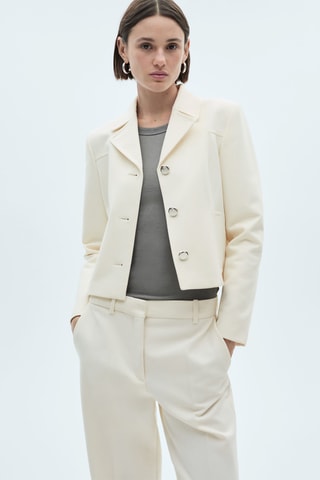 Veste revers boutons métalliques - Écru
