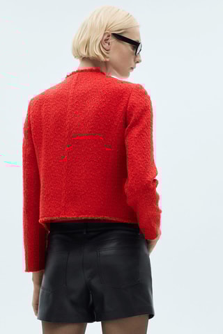 Veste en tweed à poches - Rouge