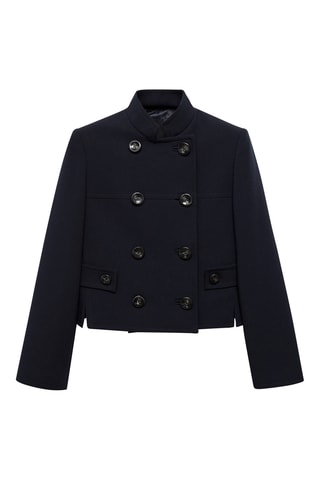 Veste crop double boutonnage - Bleu marine foncé