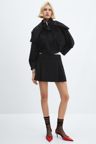 Parka crop capuche - Noir