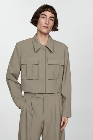 Veste crop poches - Taupe