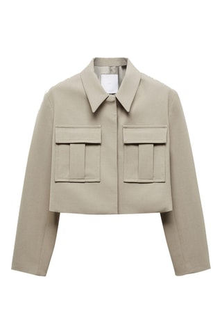 Veste crop poches - Taupe