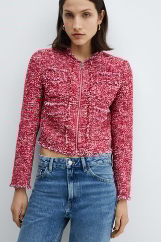 Veste tweed poches - Fuchsia