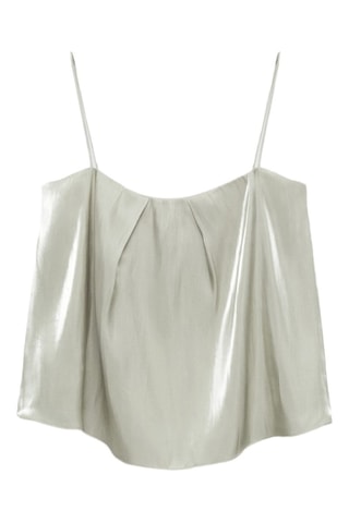 Top satiné bretelles - Vert-gris