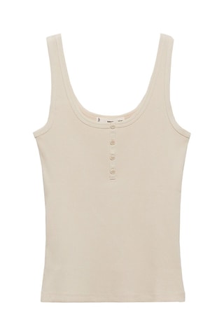 Top bretelles boutons - Beige