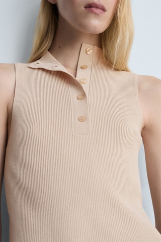 Top côtelé boutons - Beige