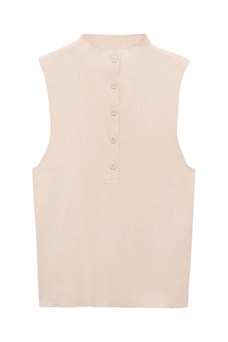 Top côtelé boutons - Beige