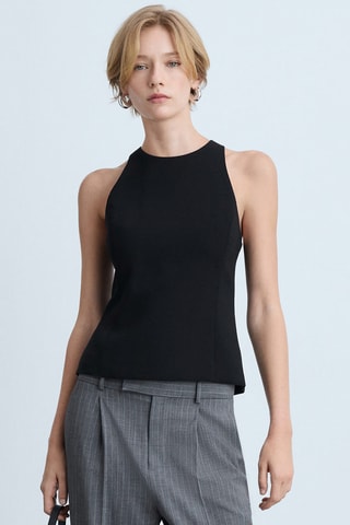 Crop top bretelles larges - Noir