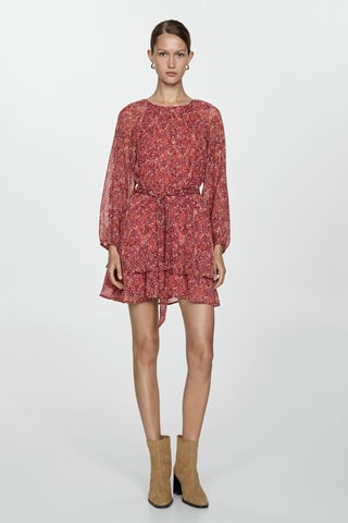 Robe courte en imprimé fleuri - Cerise