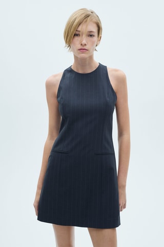Robe courte fines rayures - Bleu marine foncé