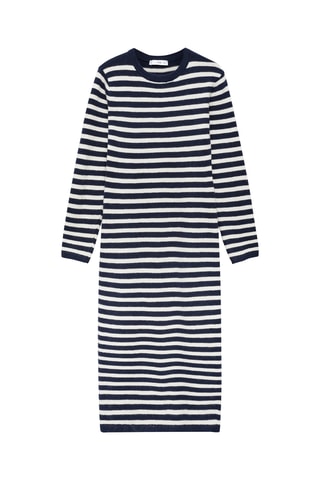 Robe en maille à rayures - Bleu marine