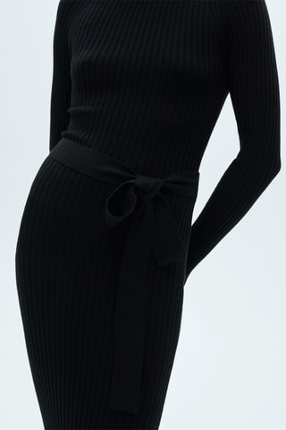 Robe maille côtelée - Noir
