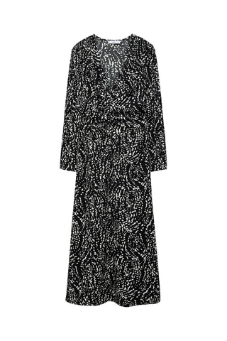 Robe imprimée manches bouffantes - Noir et blanc