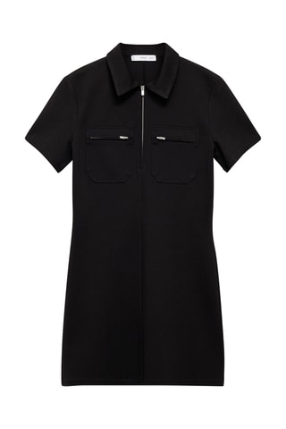 Robe col polo poches - Noir
