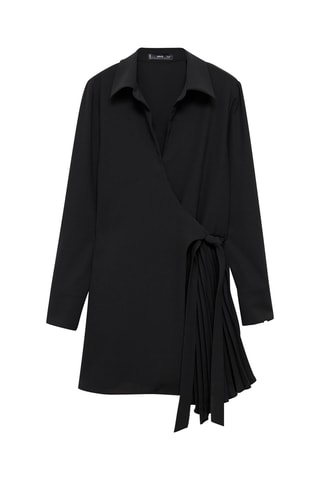 Robe cache-coeur détail plissé - Noir