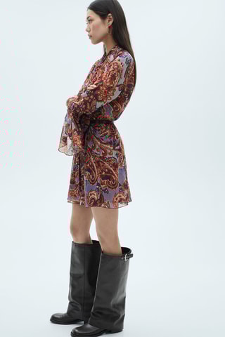 Robe en imprimé cachemire volant - Marron