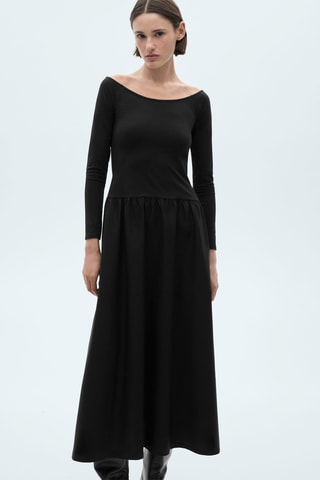 Robe évasée combinée - Noir