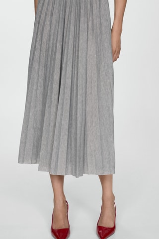 Robe longue plissée - Gris chiné