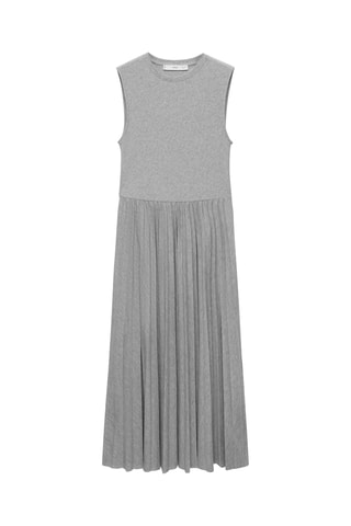 Robe longue plissée - Gris chiné