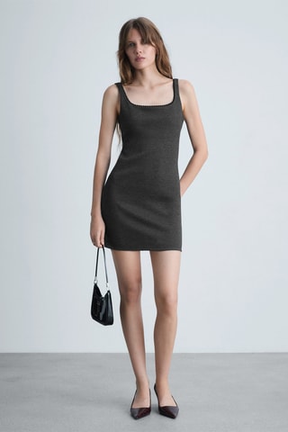 Robe détails dentelle - Gris foncé chiné