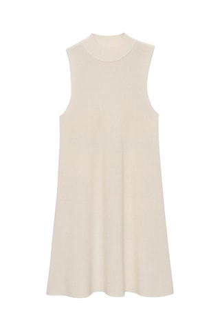 Robe maille col montant - Écru