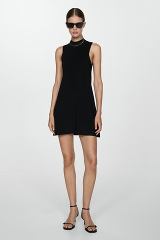 Robe maille col montant - Noir