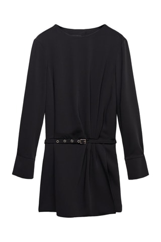 Robe froncée ceinture - Noir