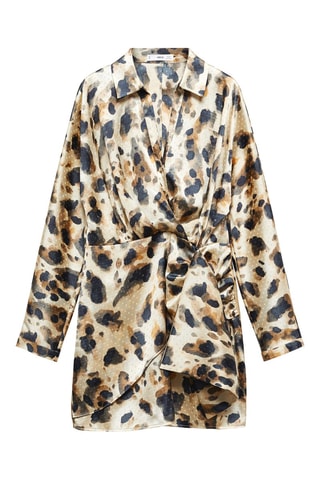 Robe satinée imprimée - Beige