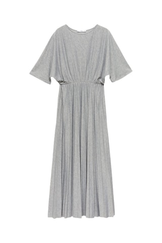Robe plissée taille élastique - Gris chiné