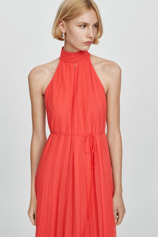 Robe plissée emmanchures américaines - Corail