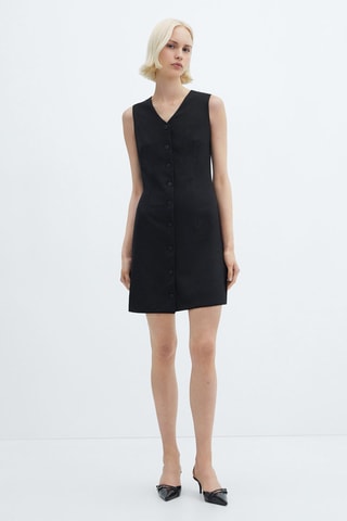 Robe courte boutonnée - Noir