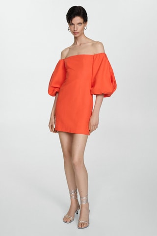Robe manches bouffantes - Corail