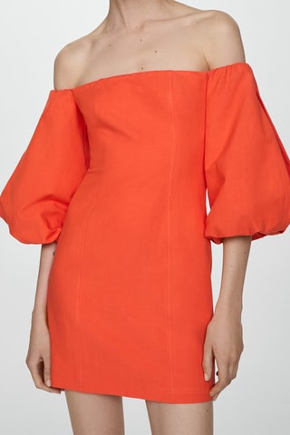 Robe manches bouffantes - Corail