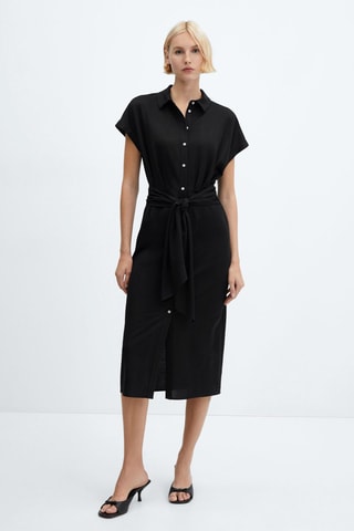 Robe chemisier nœud - Noir