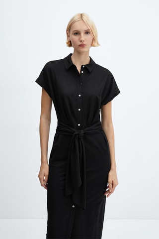 Robe chemisier nœud - Noir