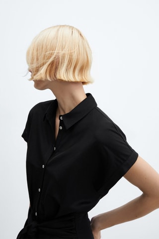 Robe chemisier nœud - Noir